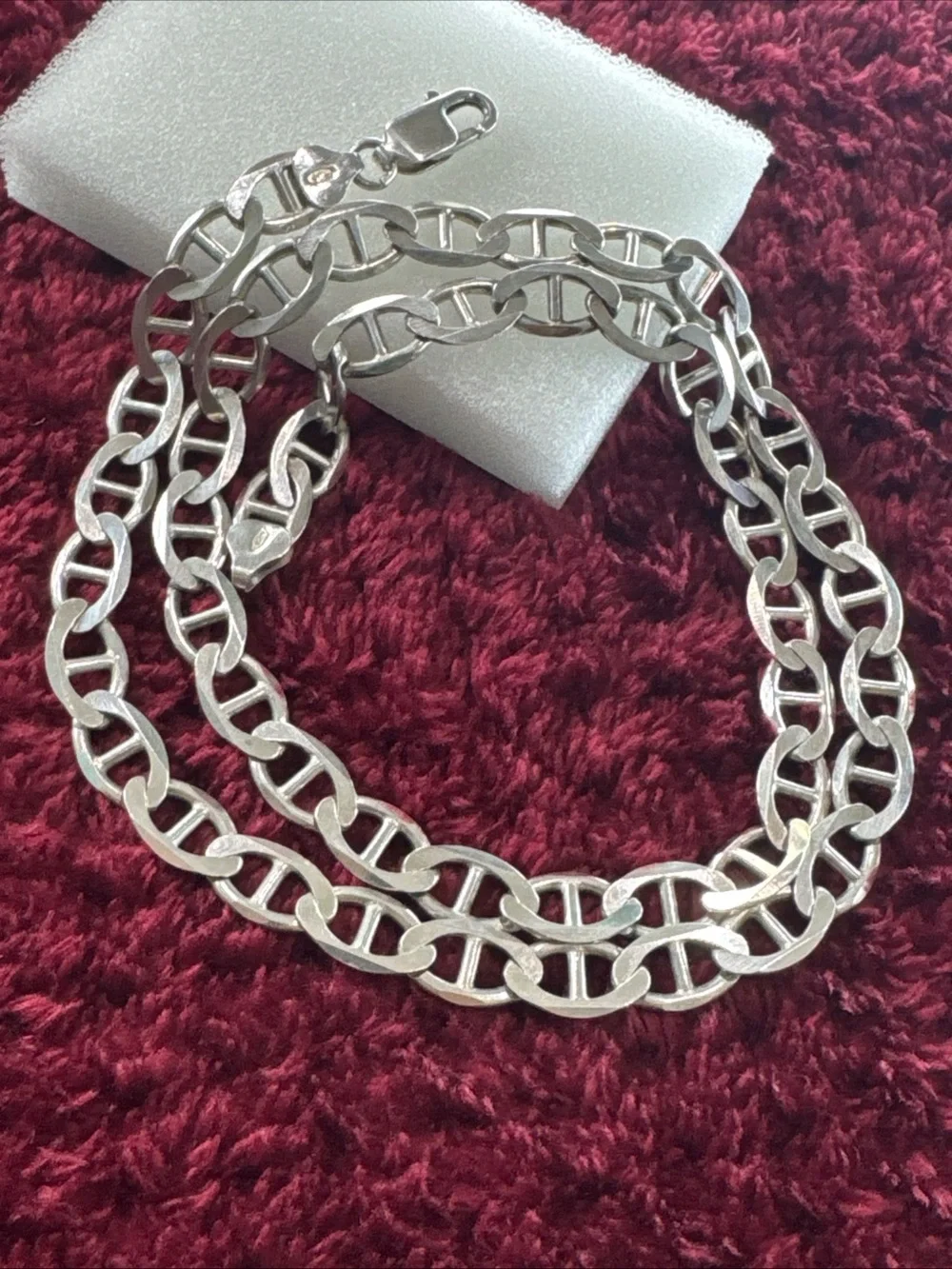 925 Sterling Silver Figaro Chain Necklace 22” 8mm 37.4g Two-Sided